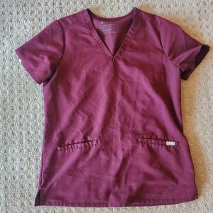 Figs Casma Red Fitted Short Sleeve Tee Size Small